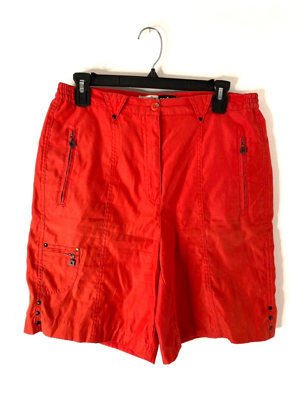 Jamie Sadock Red Golf Bermuda Shorts Zip Pockets Lightweight Performance